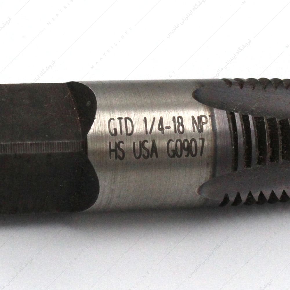 قلاویز ماشینی مستقیم HSS سایز 1/4 اینچ 18 دنده NPT برند GTD