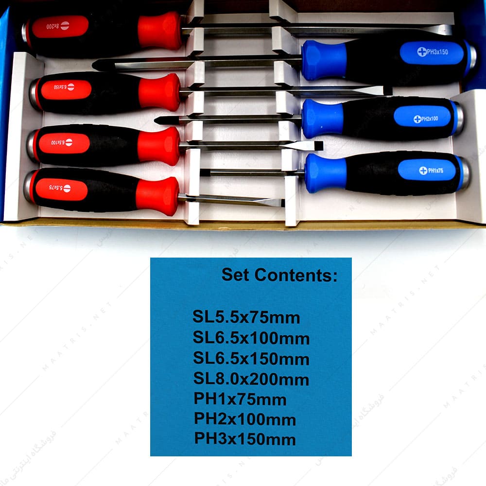 ست پیچ گوشتی دوسو و چهارسو 7 عددی ضربه خور  برند AKT 
