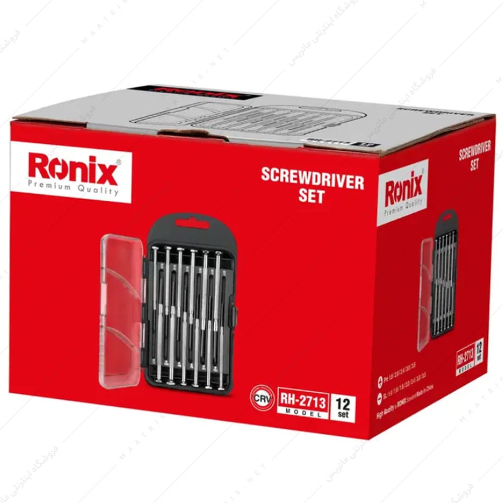 ست پیچ گوشتی ساعتی دسته فلزی 12عددی کد RH-2713 برند رونیکس