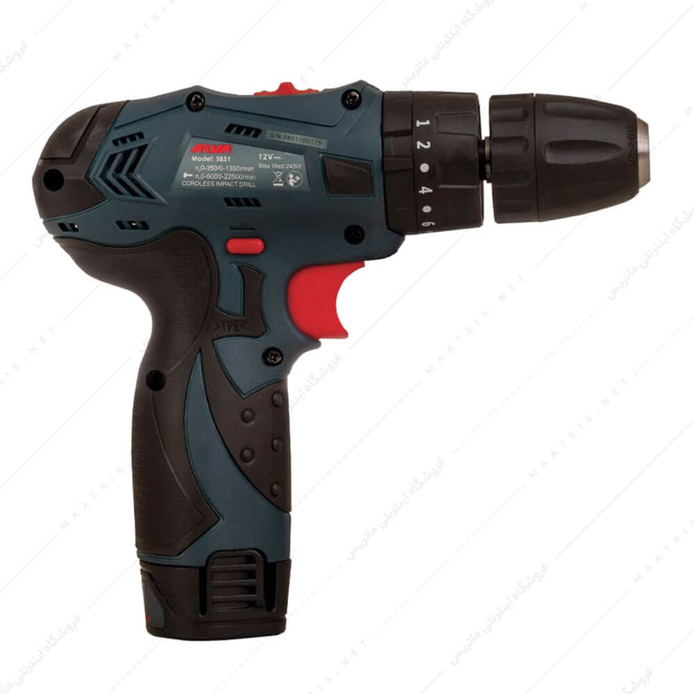 ‫دریل پیچ گوشتی شارژی 12‬ ولت کد 5851 برند آروا