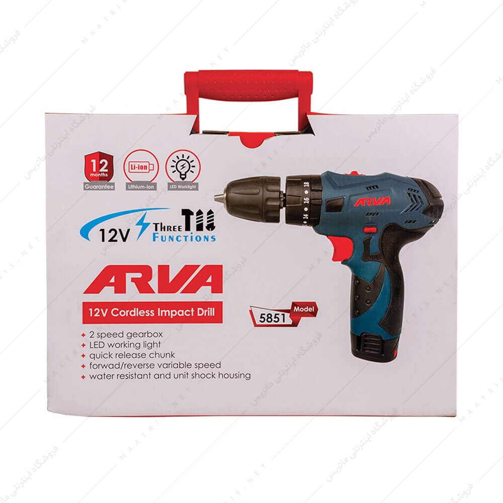 ‫دریل پیچ گوشتی شارژی 12‬ ولت کد 5851 برند آروا