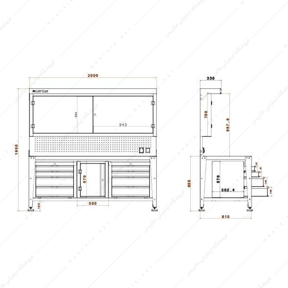 میز کار کارگاهی مدل D-2801-L برند پالت کار