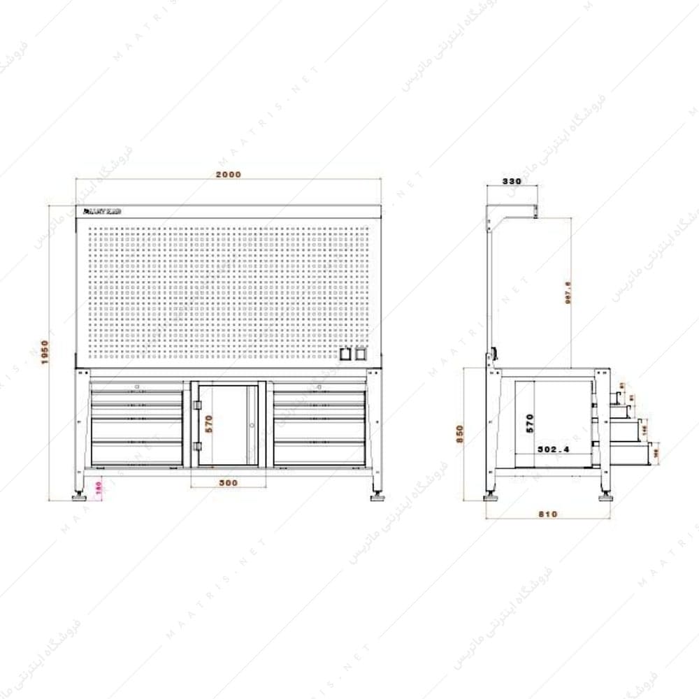 میز کار کارگاهی مدل D-1801-L برند پالت کار