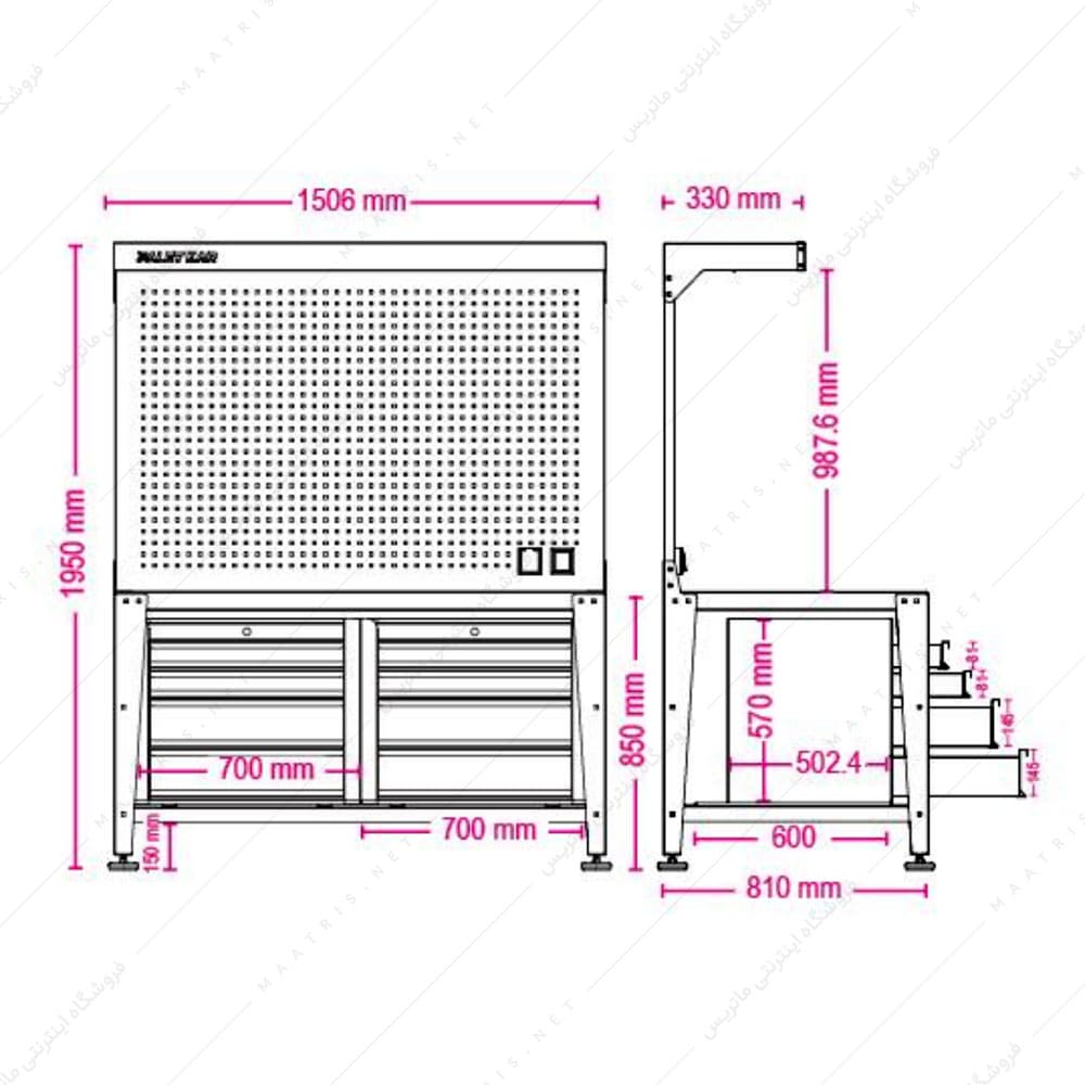 میز کار کارگاهی مدل D-1800-M برند پالت کار