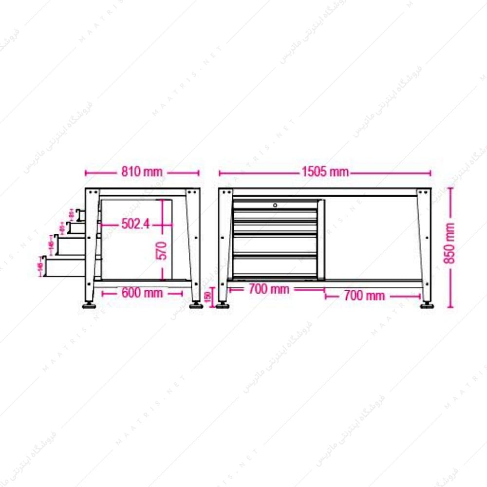 میز کار کارگاهی مدل D-0410-M برند پالت کار