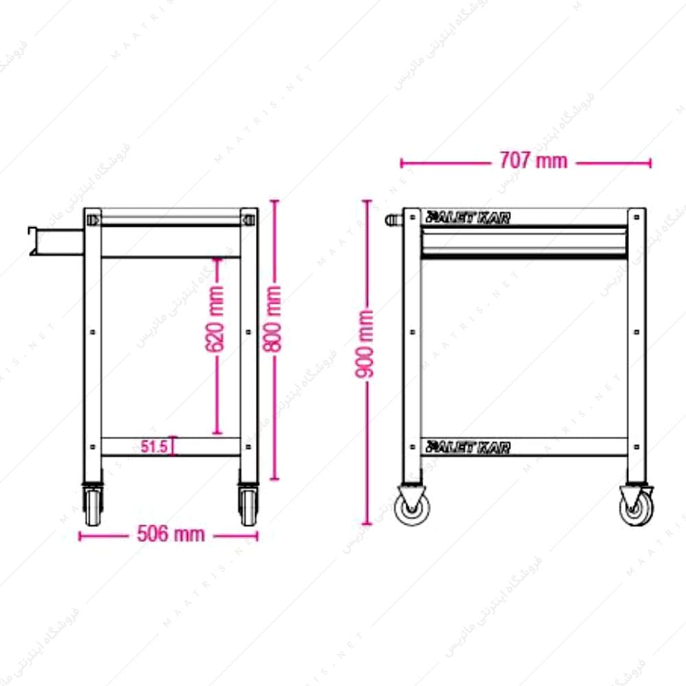 ترولی کارگاهی مدل T-0120 برند پالت کار