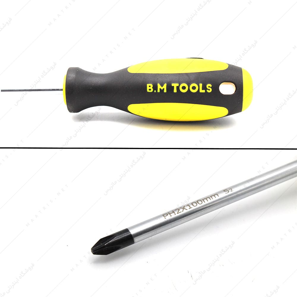 پیچ گوشتی چهارسو 6*100 برند BM TOOLS