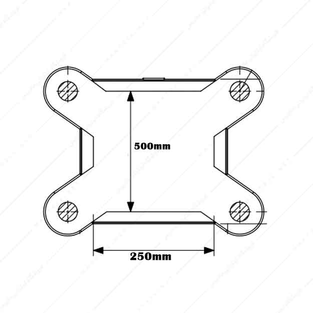 کفشک چدنی سطح کار مستطیل چهار راهنما مدل CH/500*250