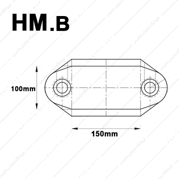 کفشک فولادی سطح کار مستطیل راهنما وسط مدل HM03.B