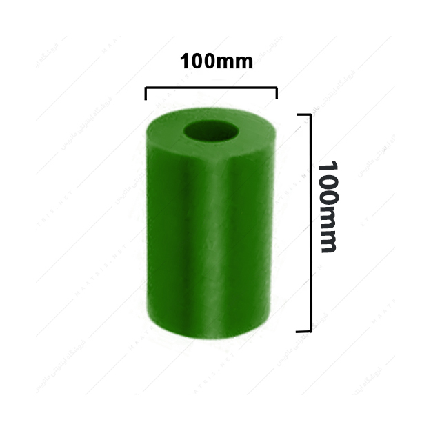 فنر پلی اورتان ( الاستومر ) سبز سوراخدار قطر 100 طول 100 میلی متر