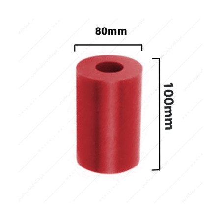 فنر پلی اورتان ( الاستومر ) قرمز سوراخدار قطر 80 طول 100 میلی متر